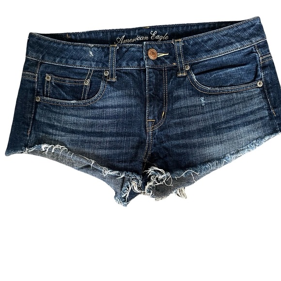 American Eagle Outfitters Blue Jean Shorts Distressed Vintage Style - Picture 2 of 5